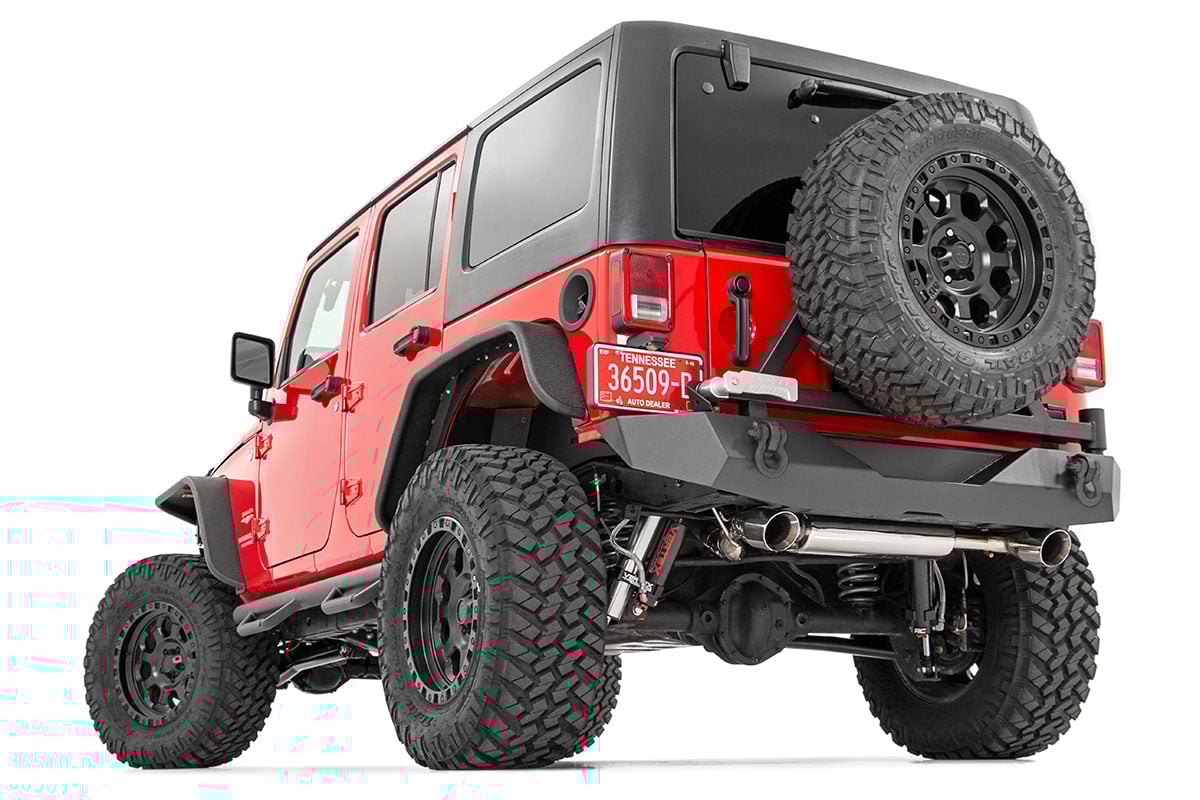 Jeep Wrangler Rear Bumper - Rough Country - Rock Crawler with Tire Carrier - Satin Black - '07-'18